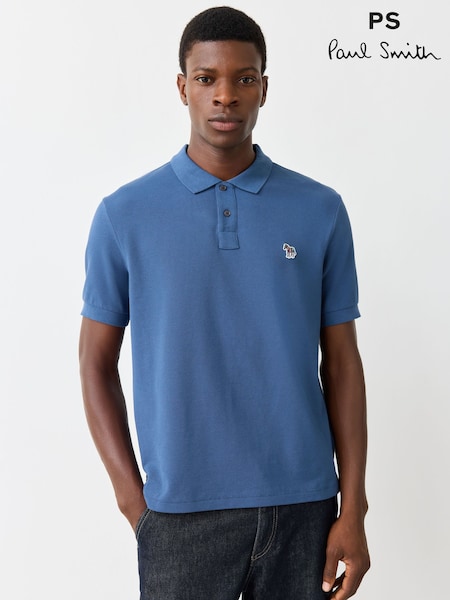 أزرق متوسط - Regular Paul Smith Zebra Logo Polo Shirt