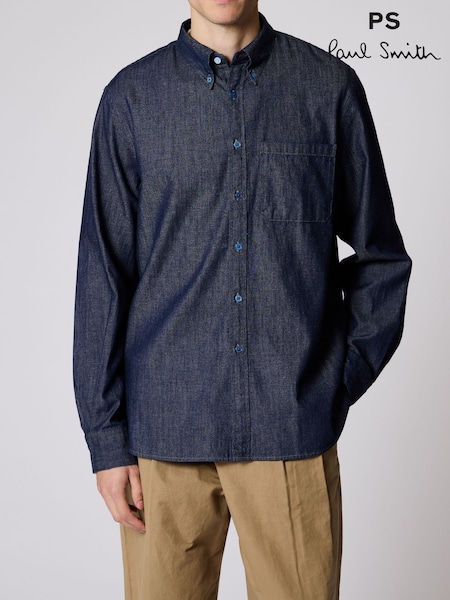Blau - Regular Ps Paul Smith Indigo Denim Regular Fit Shirt