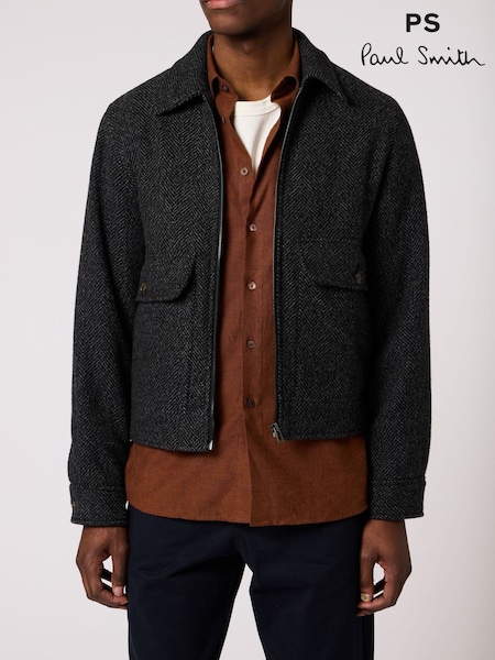 Black - Regular Paul Smith Wool Blend Harrington Jacket