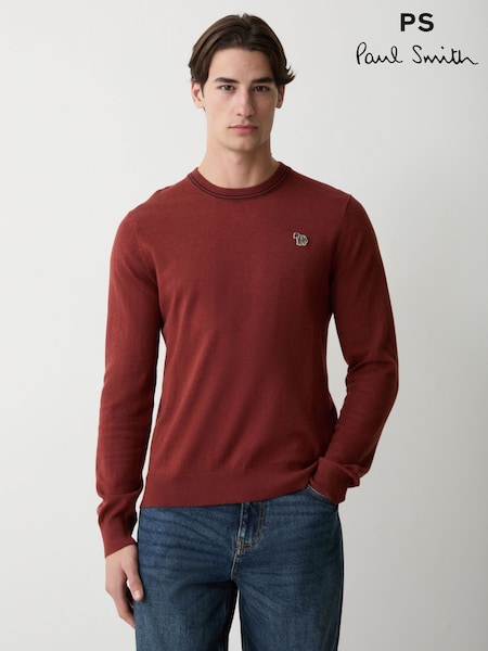 Red - Regular Paul Smith Zebra Logo Crew Neck Jumper