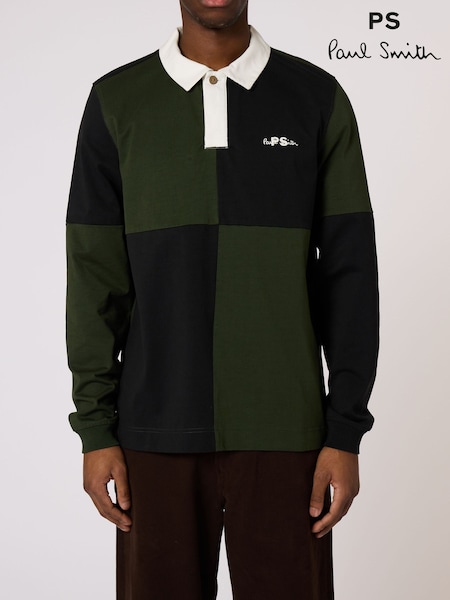 Black - Regular Ps Paul Smith Colourblock Long Sleeve Polo Shirt