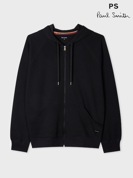 Noir - Regular Ps Paul Smith Hayden Soft Touch Zip Through Lounge Hoodie