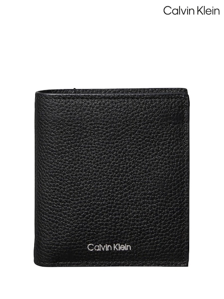 Black - Regular Calvin Klein Leather Rfid Foil Logo Trifold Wallet