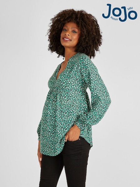 JoJo Maman Bébé Green Animal Print Maternity Blouse (470502) | €59