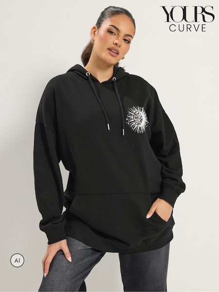 Черный - Yours Curve 'cosmic Balance' Celestial Hoodie