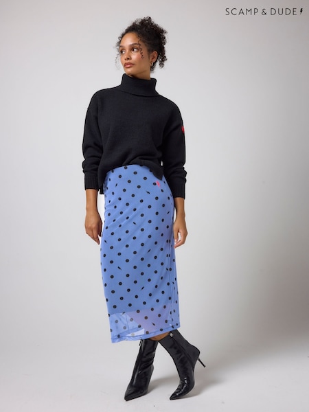 Bleu - Scamp & Dude Polka Dot Bolt Mesh Skirt