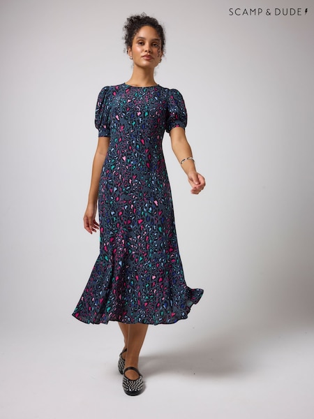 Grey - Scamp & Dude Love Leopard Clean Midi Dress