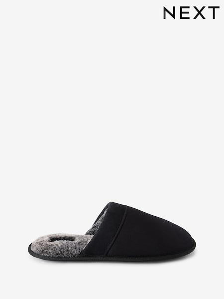 Black Mule Slippers with Faux Lining (470974) | €9