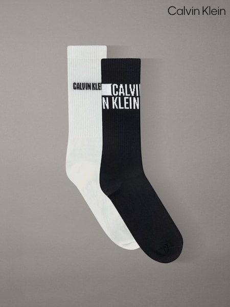 Svart - Regular Calvin Klein Logo Stripe Socks 2 Pack