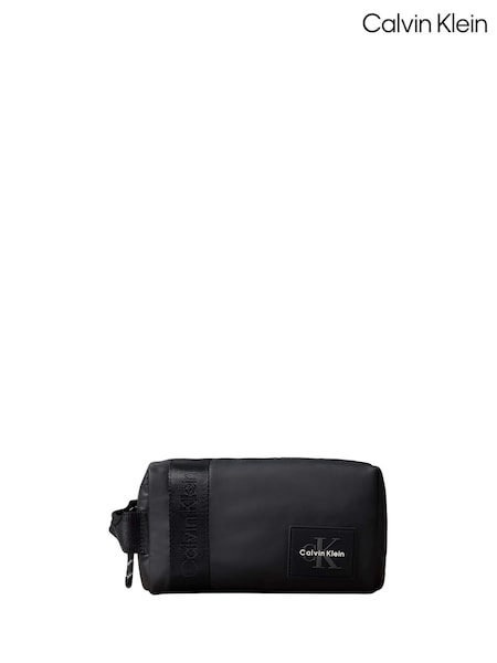 Black - Regular Calvin Klein Monologo Patch Dopp Kit Bag
