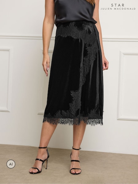 Black - Star By Julien Macdonald Lace Overlay Velvet Skirt