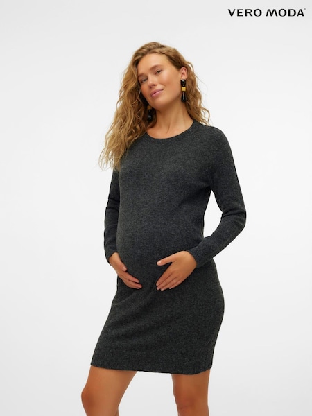 Black - Vero Moda Maternity Soft Touch Round Neck Knitted Jumper Dress