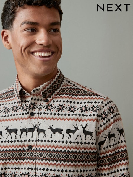 Natural Fairisle Pattern Christmas Printed Long Sleeve Shirt (471230) | €6