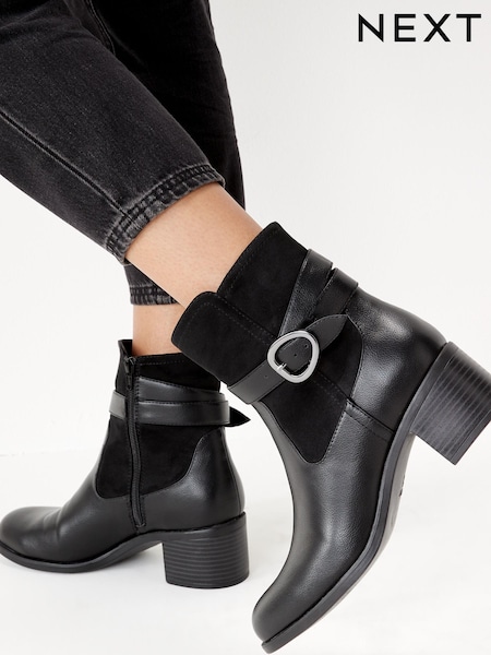 Schwarzes PU - Forever Comfort Block Heel Buckle Boots (471265) | 13 €