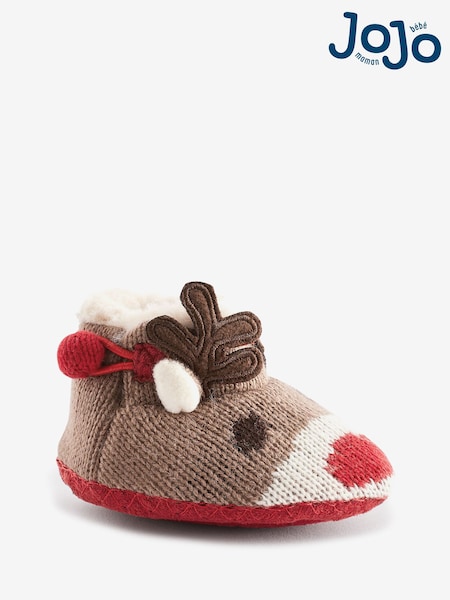 JoJo Maman Bébé Fawn Knitted Reindeer Slipper Boots (472422) | €30