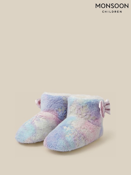 وردي - Monsoon Fluffy Snowflake Boot Slippers