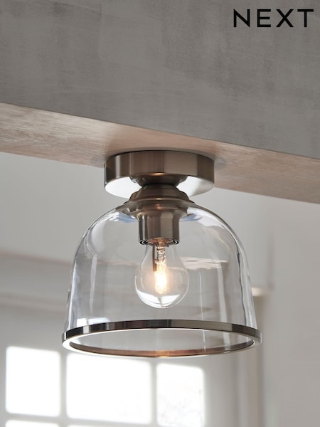 Brushed Chrome Gloucester 1 Light Flush Ceiling Light (474923) | €59