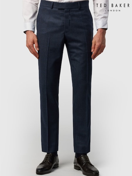 블루 - Regular Ted Baker Tailoring Fit Navy Prince Of Wales Check Trousers
