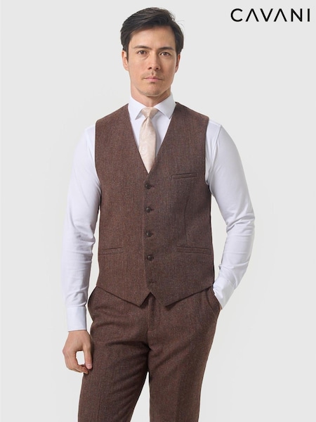 Chestnut Brown - Regular Cavani Thomas Tweed Waistcoat