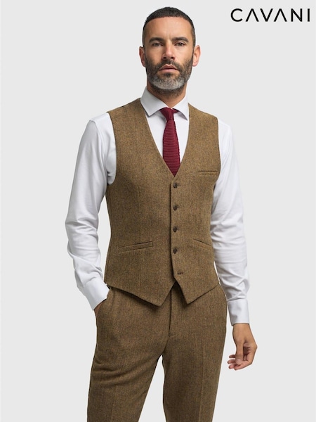 Smeđa - Regular Cavani Thomas Tweed Waistcoat