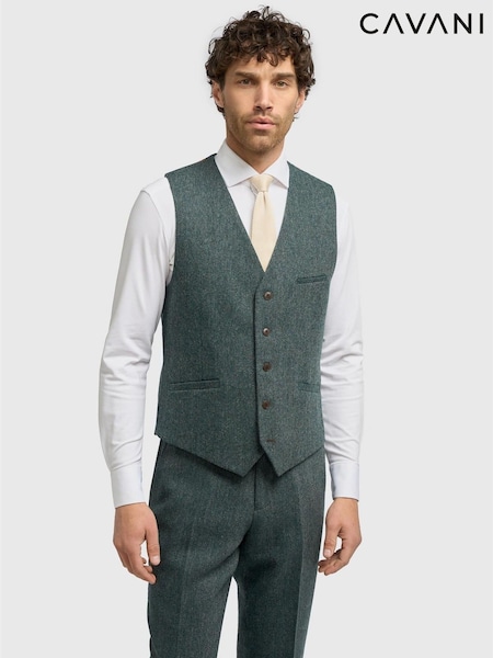 Green - Regular Cavani Thomas Tweed Waistcoat