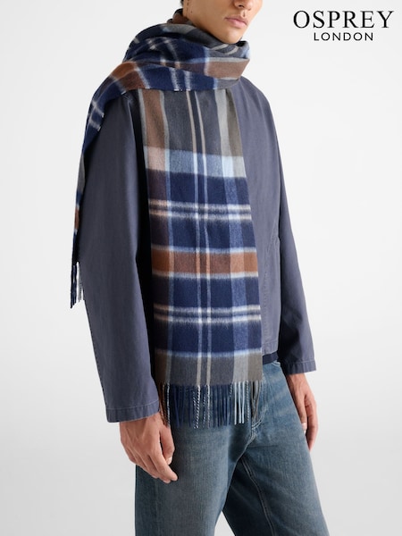 أزرق مربعات - Regular Osprey London The Skye Wool & Cashmere Blend Scarf