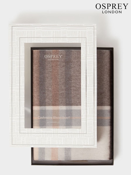 Natural Check - Regular Osprey London The Skye Wool & Cashmere Blend Scarf