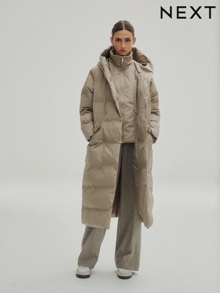 Neutral Longline Shower Resistant Padded Hooded Coat (476220) | €40