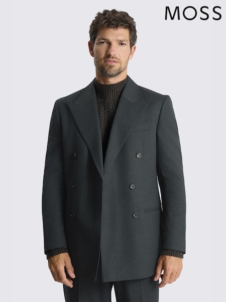 Grey - Regular Moss Relaxed Fit Flannel Suit Jacket