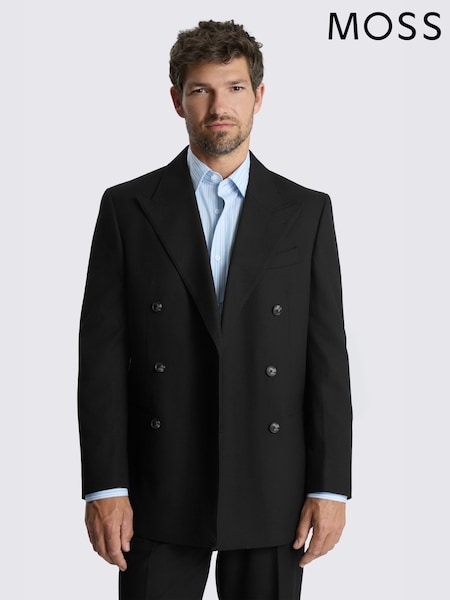 Black - Regular Moss Relaxed Fit Flannel Suit Jacket