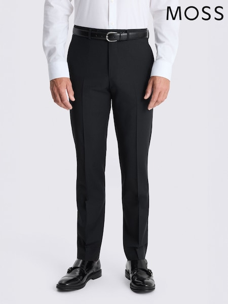 Black - Regular Moss Tailored Fit Wool Blend Performance Suit Trousers