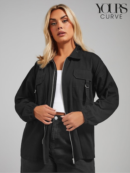 Yours Curve 100% Cotton Limited Utility Bomber Jacket (476419) | ‏196‏₪