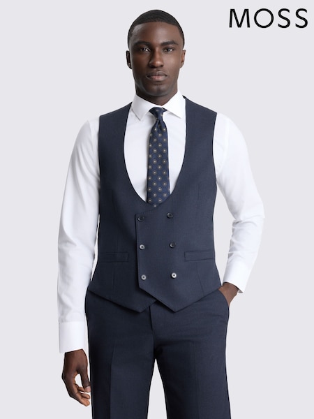 Blue - Regular Moss Tailored Fit Puppytooth Waistcoat