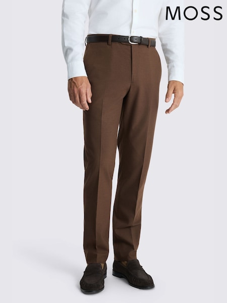 Chestnut Brown - Regular Moss Slim Fit Flannel Suit Trousers