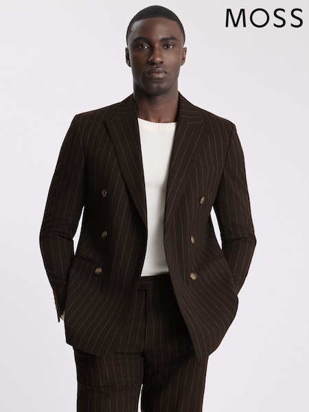Brun - Regular Moss Slim Fit Stripe Suit Jacket