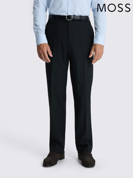 Black - Regular Moss Relaxed Fit Flannel Suit Trousers