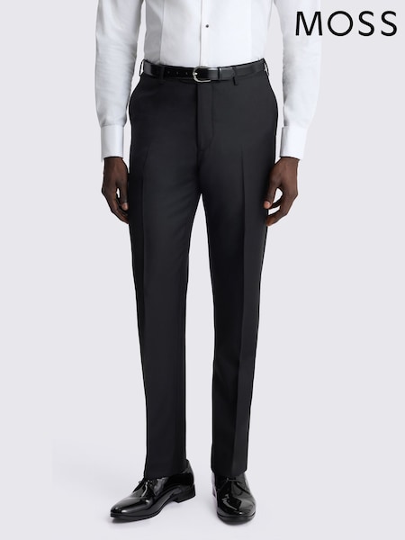 Black - Regular Moss Tailored Fit Wool Twill Suit Trousers