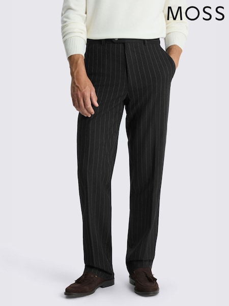 Brown - Regular Moss Relaxed Fit Stripe Suit Trousers