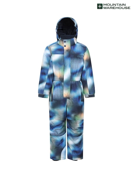 أزرق - Mountain Warehouse Cloud Printed Kids All-in-one Waterproof Snowsuit