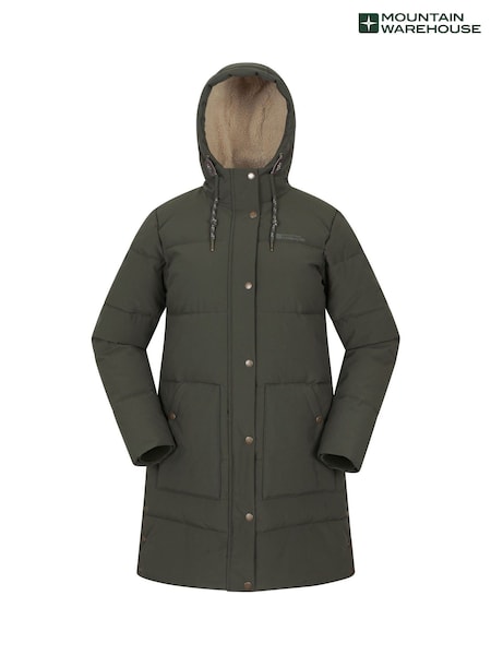 সবুজ - Mountain Warehouse Manta Borg Lined Womens Long Padded Jacket