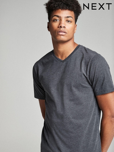 Charcoal Grey Marl Regular Fit Essential V-Neck T-Shirt (477962) | €9
