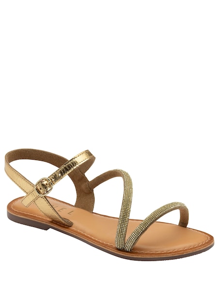 Ravel Gold Flat Leather Gem Sandals (478735) | AED131