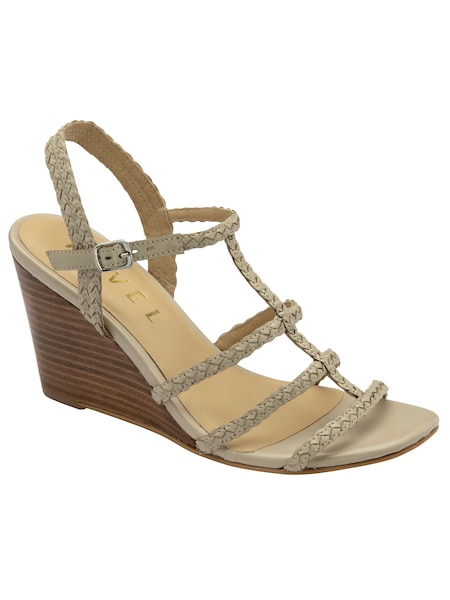Ravel Cream Leather Wedge Sandals With Strappy Upper (479006) | €42