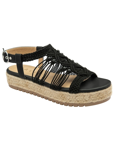 Ravel Black Flatform Sandals With A Woven Textile Upper (479022) | €38