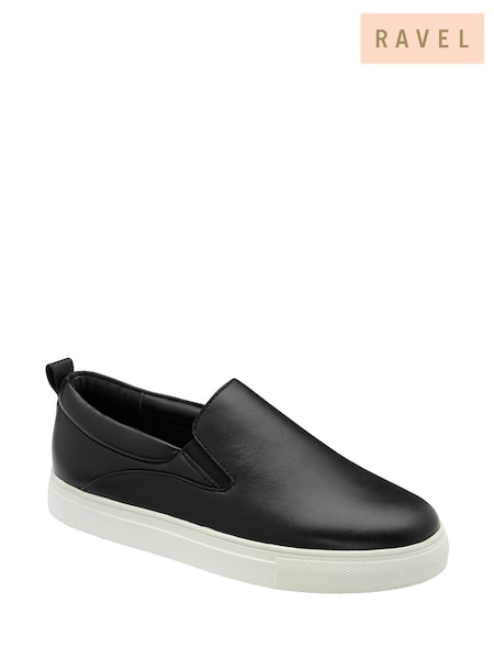 Ravel Black Leather Slip-Ons Trainers (479596) | €93