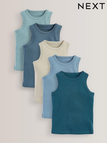 Blau - 100% Cotton' to header Vests 5 Pack (1.5-16yrs) (479728) | 11 € - 16 €