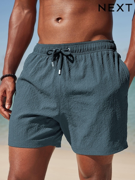 Navy Blue Seersucker Plain Premium Swim Shorts (479771) | €5