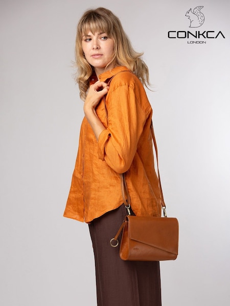 Tan Brown - Conkca 'heron' Leather Cross-body Bag