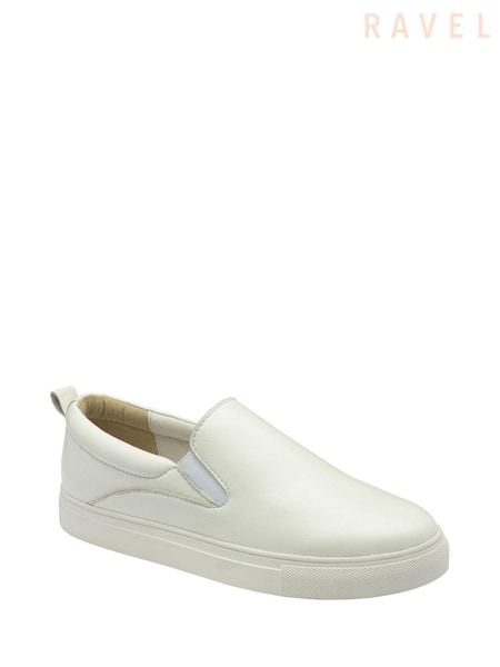 Ravel White Leather Slip-Ons Trainers (480331) | €93