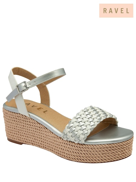 Ravel Silver Woven Upper Sandals On A Flatform Wegde Unit (480337) | €31